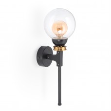 Бра Gold Ring stick Black со стеклянным плафоном Amber